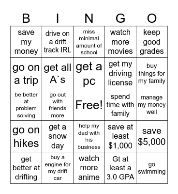 cadens bingo card Bingo Card