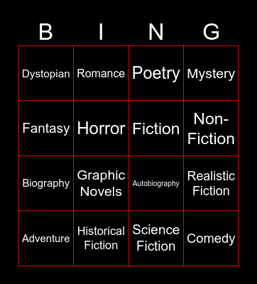 Genre Bingo Card