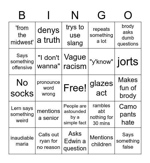 Untitled Bingo Card