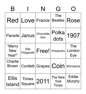 New Year Trivia Bingo Card