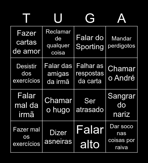 Bingo do Pinhas Bingo Card