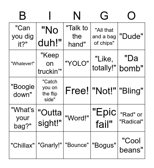 Decades Bingo Card