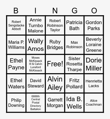 Black History Bingo Card
