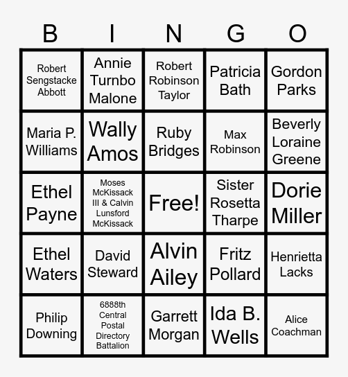 Black History Bingo Card