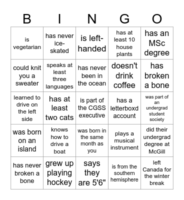 Find someone who... Bingo Card