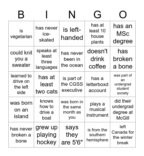 Find someone who... Bingo Card