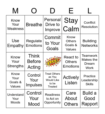 Emotional Intelligence Bingo Card