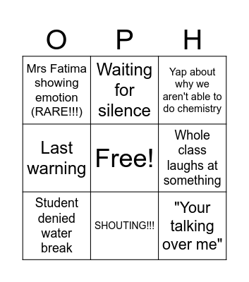 MRS FATIMA Bingo Card