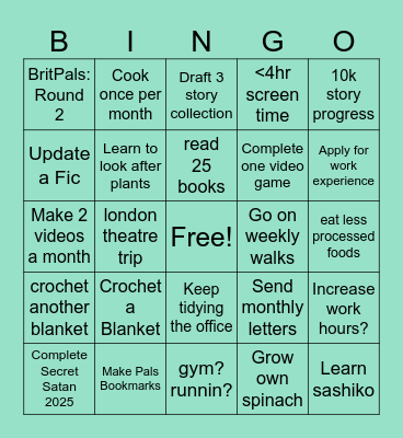 Ellis's MadWickedAwesome 2025 Bingo Card