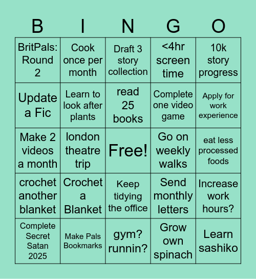 Ellis's MadWickedAwesome 2025 Bingo Card