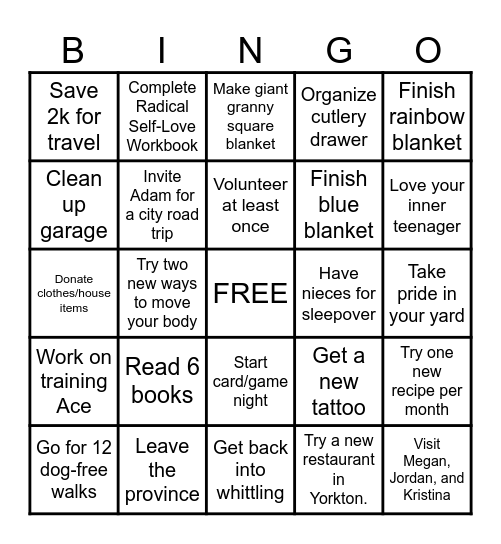 Rheannon's Way to Thrive in 2025 Bingo Card