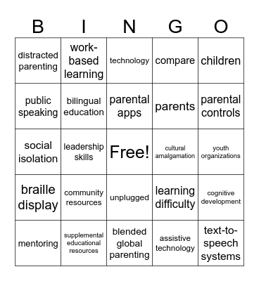 Real World Parenting Unit 8 Bingo Card Bingo Card