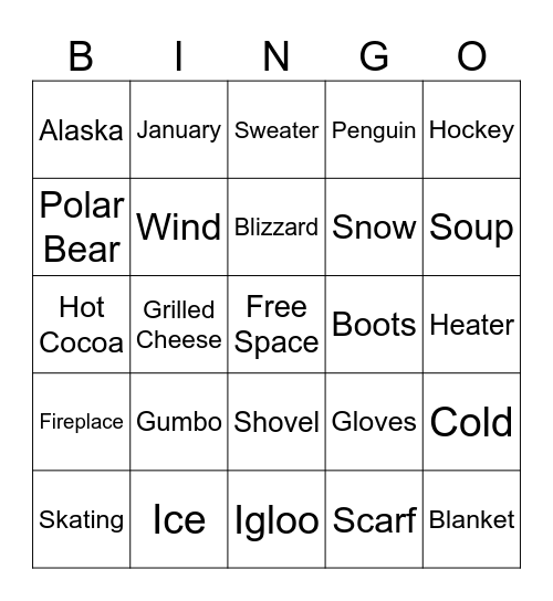 Winter Bingo Card