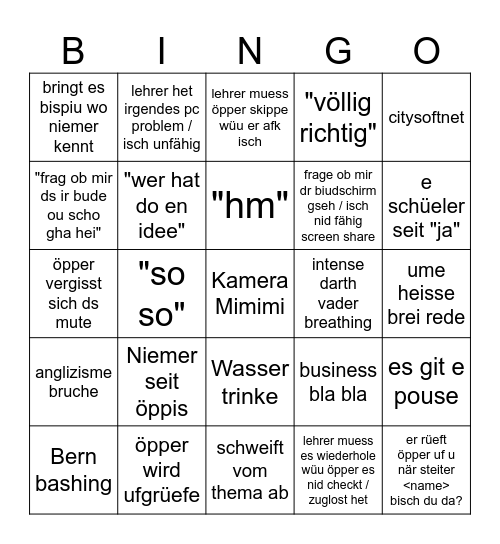 SYEN Bingo Card