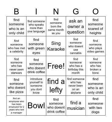 JARTY Scavenger Bingo Card