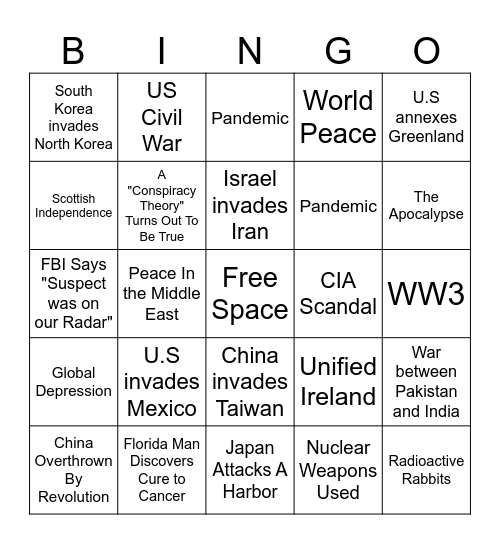 2025 Bingo Card