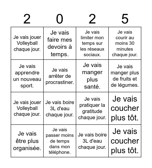 Les Resolutions Bingo Card