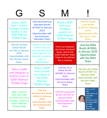 Grainger Sales Meeting-Walmart Bingo Card