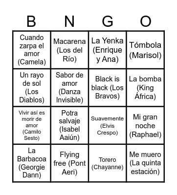 BINGO MUSICAL PODES! Bingo Card