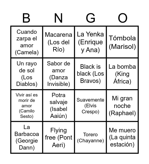 BINGO MUSICAL PODES! Bingo Card