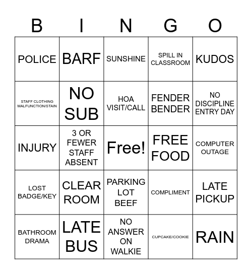 EDGERTON Bingo Card