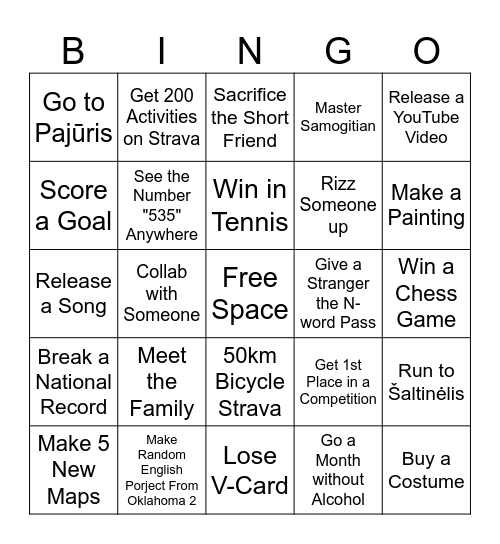 2025 GOALS Bingo Card