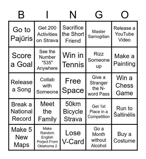 2025 GOALS Bingo Card
