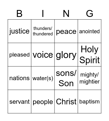 Baptism of the Lord year C Bingo Card