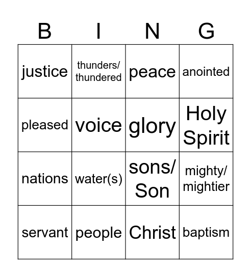 Baptism of the Lord year C Bingo Card