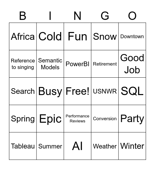 Monthly Huddle Bingo Card
