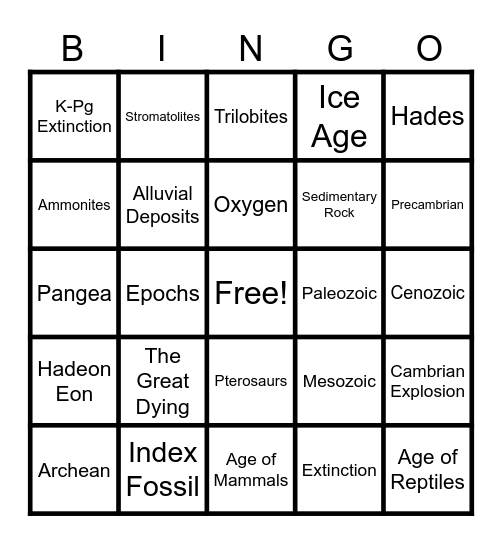 Geologic Time Bingo Card