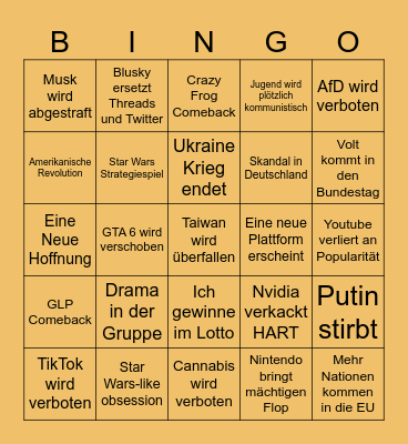 2025 Bingo Karte von Julian Bingo Card