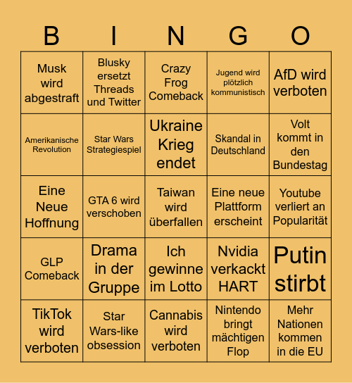 2025 Bingo Karte von Julian Bingo Card