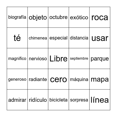 Lotería: Super Seven Verbs Bingo Card