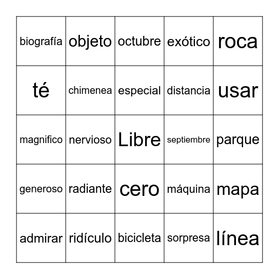 Lotería: Super Seven Verbs Bingo Card