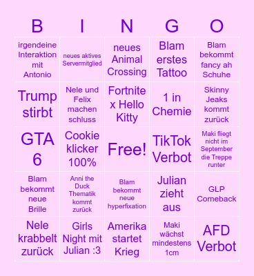 2025 :3 Bingo Card