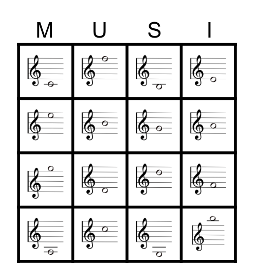 NOTE NAME BINGO Card