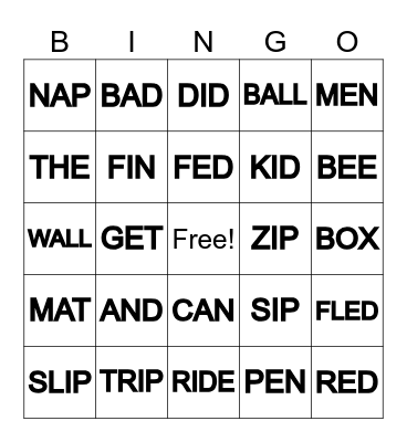 Word Bingo Card