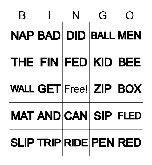 Word Bingo Card