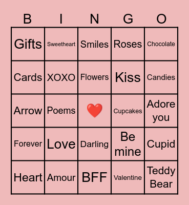 Valentines Bingo Card