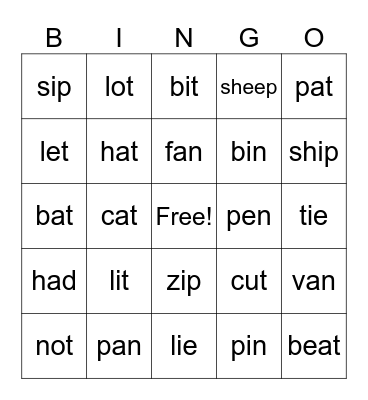 Phonics - One Sound Difference Bingo Card