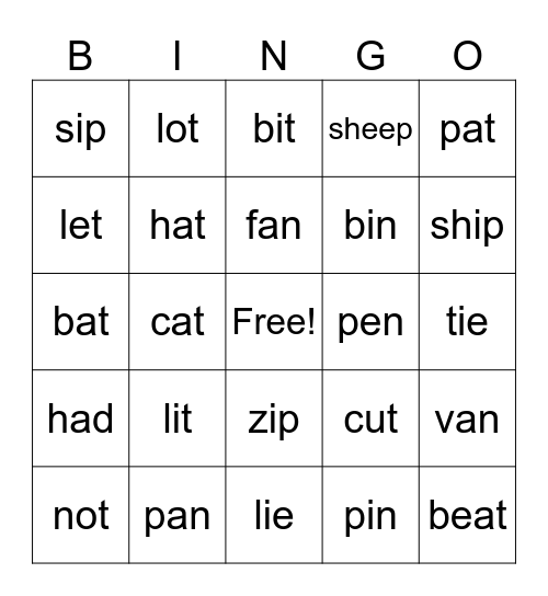 Phonics - One Sound Difference Bingo Card