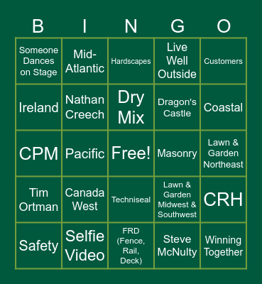 Oldcastle APG Awards Bingo | TEST Bingo Card