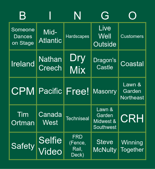 Oldcastle APG Awards Bingo | TEST Bingo Card