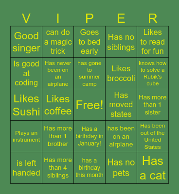 Find somebody who: Bingo Card