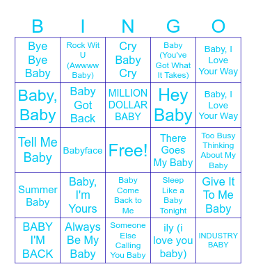 Baby Shower Bingo Card