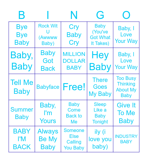 Baby Shower Bingo Card