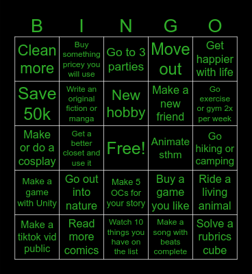 New year resolutions Bingo Card