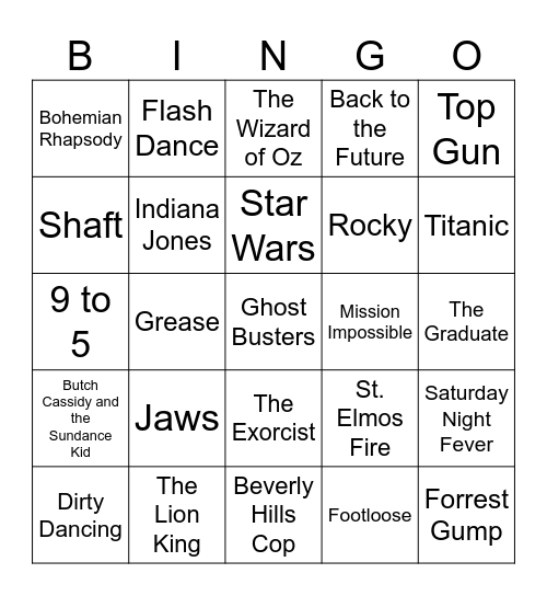 Name That Movie Bingo Card