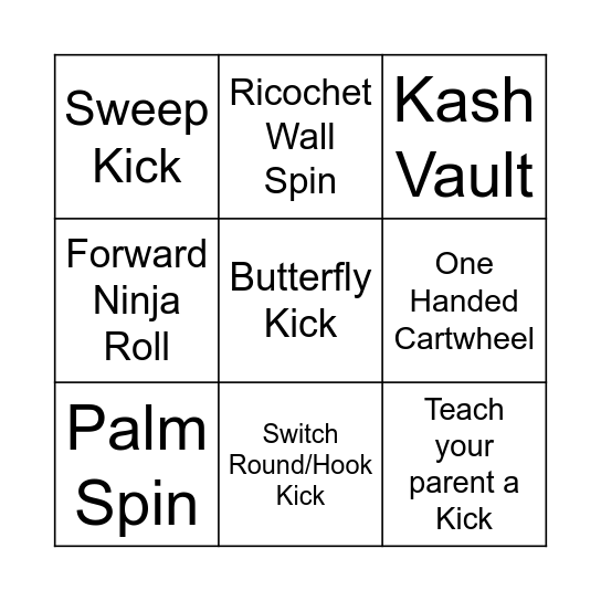 Ninja Yellow Bingo Card